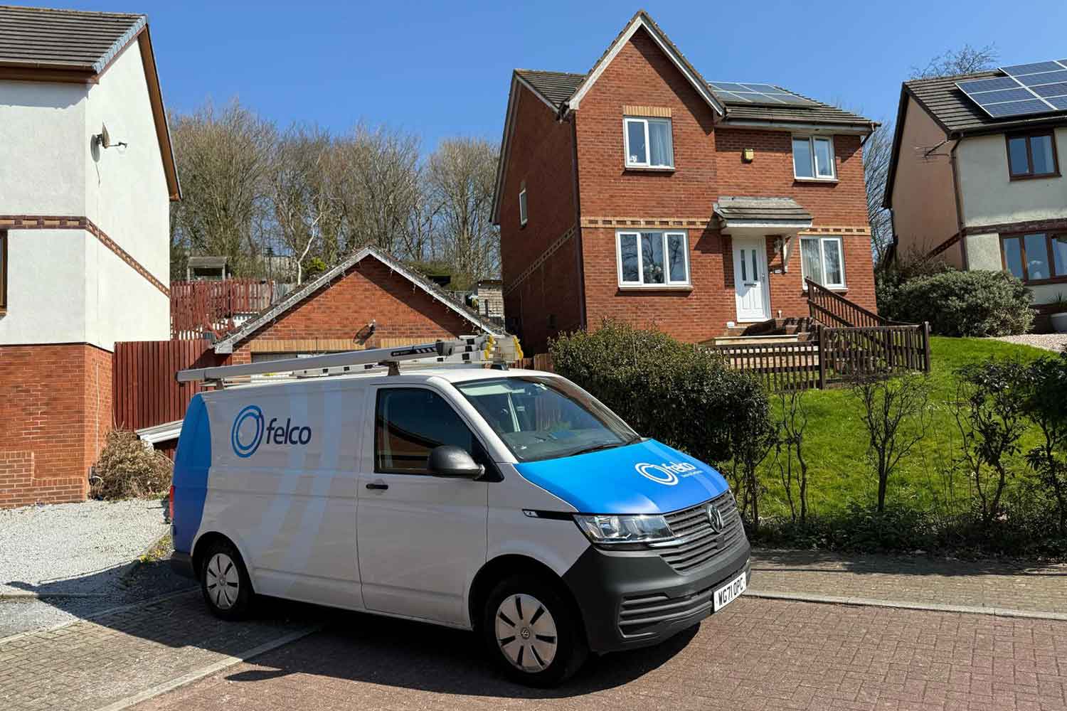 EICR & Electrical Safety Certificates in Paignton, Torquay & South Devon - FELCO FELCO van parked outside a house in South Devon while carrying out EICR testing for a landlord
