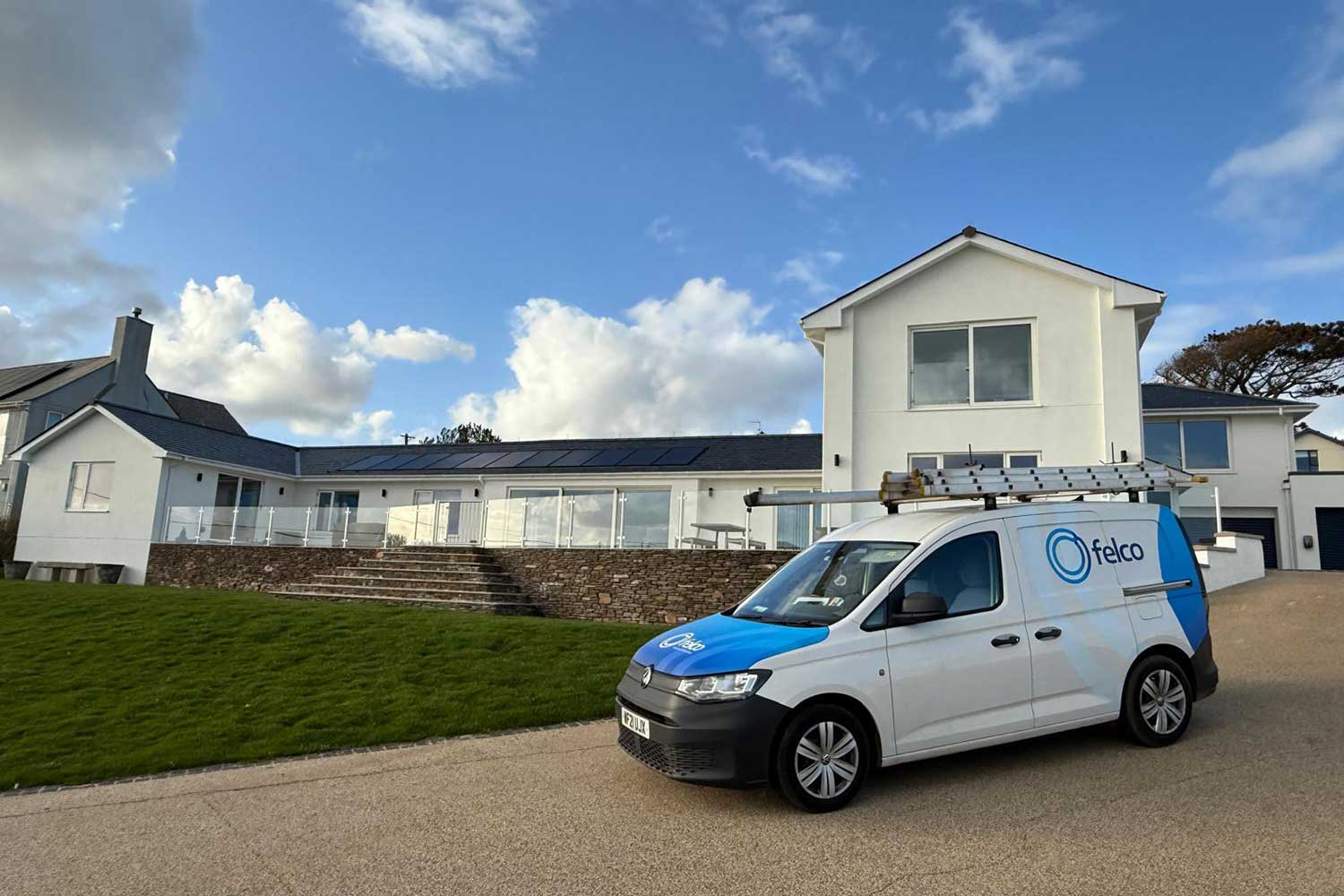 EICR & Electrical Safety Certificates in Paignton, Torquay & South Devon - FELCO FELCO van parked at a residential property in South Devon for an EICR and electrical safety test