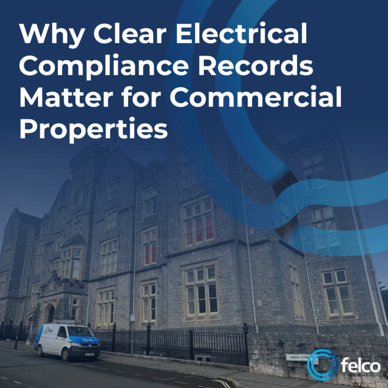 FELCO electrician reviewing electrical compliance records for a commercial property