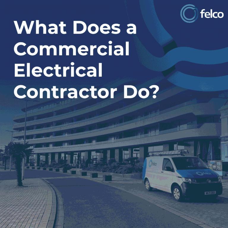 What Does a Commercial Electrical Contractor Do? - FELCO FELCO commercial electrician working on an electrical installation in a South West commercial property