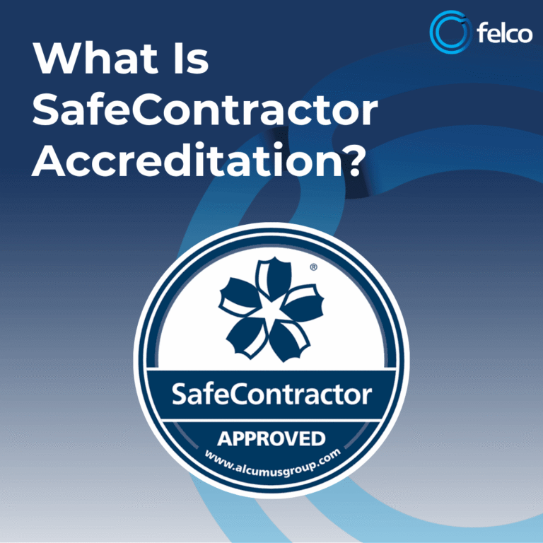 SafeContractor accreditation badge on graphic with blog title